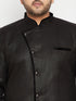 Vastramay Men's Plus Size Black Sherwani Set